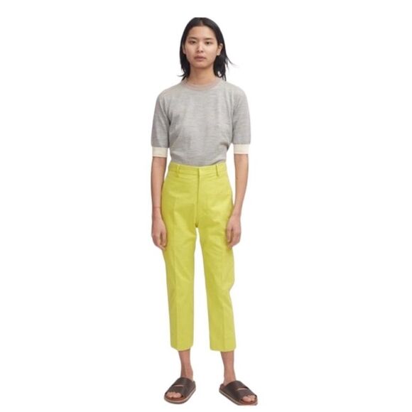 NWT Sofie D'Hoore Piccolo High Waist Straight Cropped Pant Green Sz 4 & 10 - Picture 1 of 8